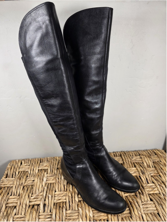 Corso Como Shoes - Corso Como Black Leather Over The Knee Boots Stretch Back Womens Size 7 M City